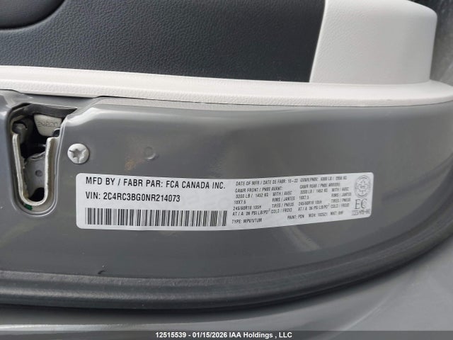 2C4RC3BG0NR214073 Chrysler Pacifica Touring L