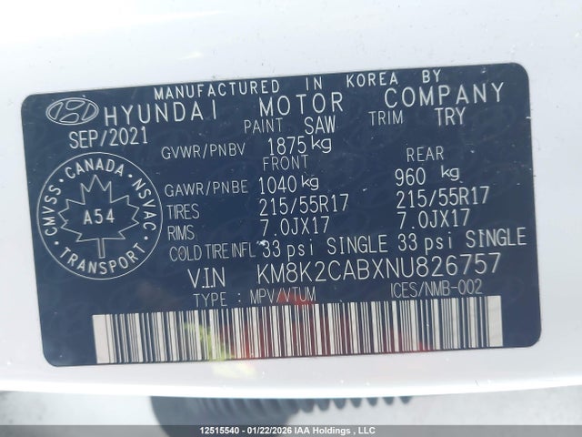 Hyundai Kona 2022 KM8K2CABXNU826757 Image 17