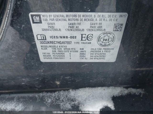 3GCUKREC7HG497557 Chevrolet Silverado 1500 2lt