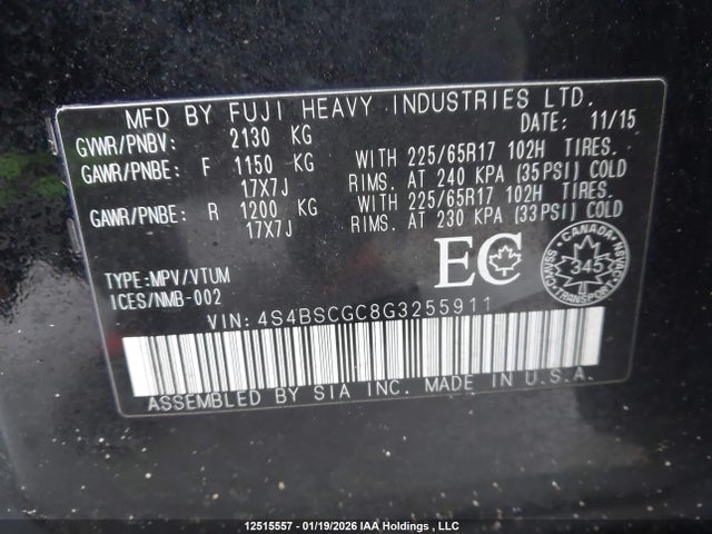 4S4BSCGC8G3255911 Subaru Outback 2.5i Premium