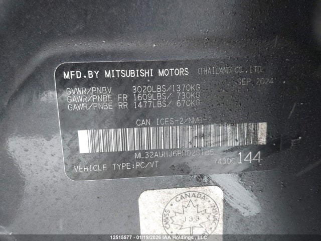ML32AUHJ6RH028185 Mitsubishi Mirage Es/le