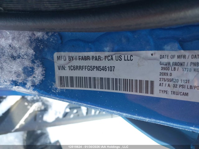 12515624 :رقم المزاد ، 1C6RRFFG5PN546107 vin ، 2023 Ram 1500 Big Horn/lone Star مزاد بيع