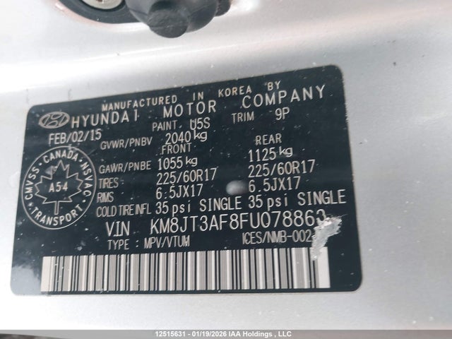 Aukcja sprzedaży 2015 Hyundai Tucson Gl, vin: KM8JT3AF8FU078863, numer aukcji: 12515631