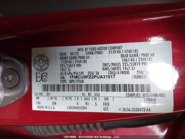 1FMCU9PZ2PUA31517 Ford Escape St-line Elite