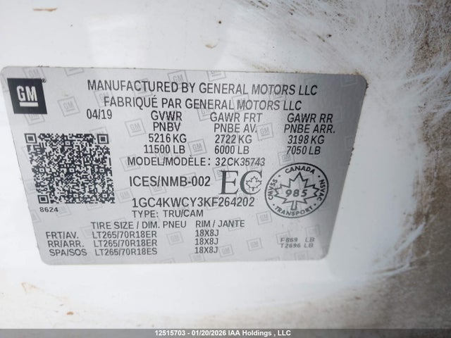 1GC4KWCY3KF264202 Chevrolet Silverado 3500hd Lt