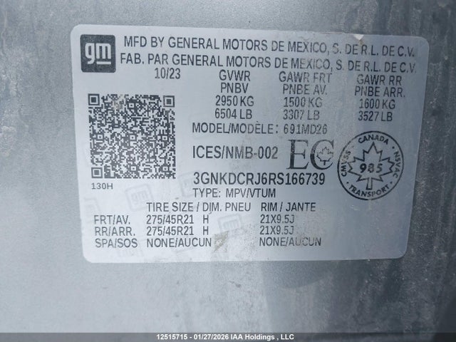 3GNKDCRJ6RS166739 Chevrolet Blazer Ev Rs Eawd