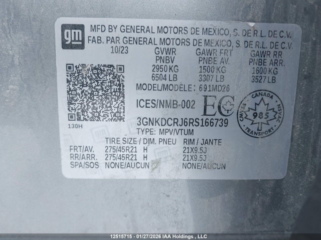 3GNKDCRJ6RS166739 Chevrolet Blazer Ev Rs Eawd