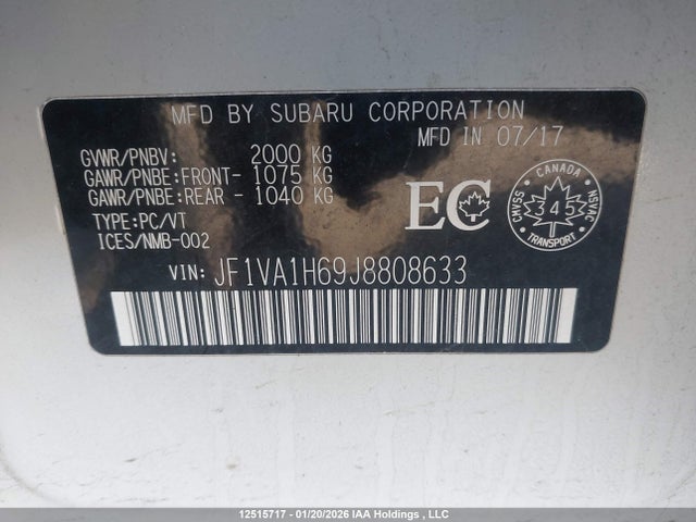 JF1VA1H69J8808633 Subaru Wrx Sport-tech