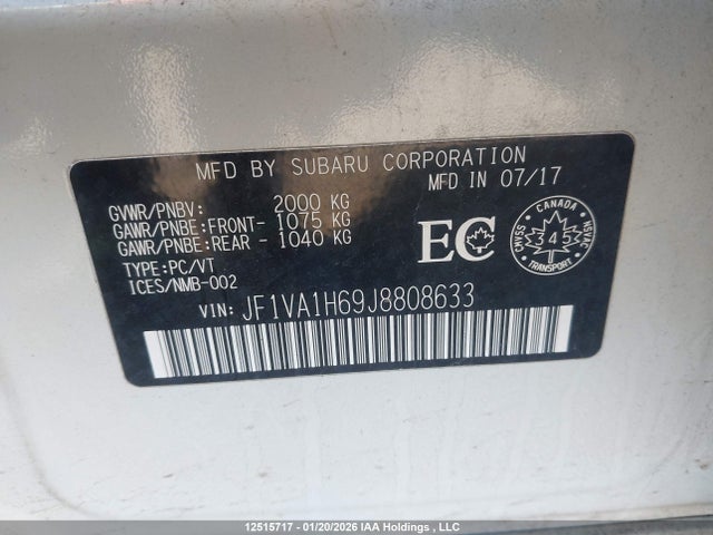 JF1VA1H69J8808633 Subaru Wrx Sport-tech