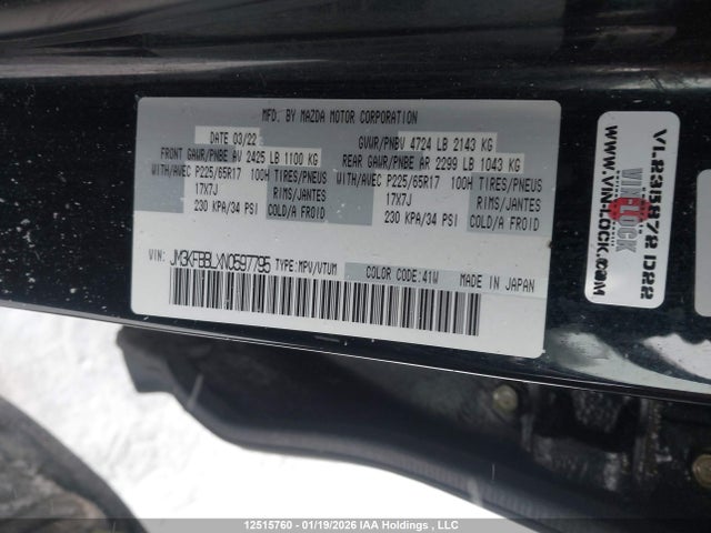 JM3KFBBLXN0597795 Mazda Cx-5 Gx