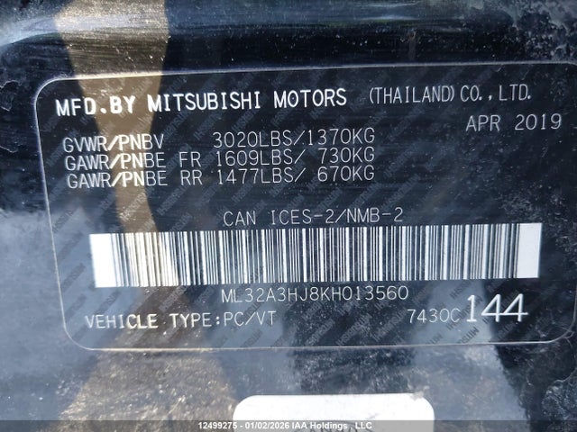 Mitsubishi Mirage Es/es Limited 2019 ML32A3HJ8KH013560 Image 19