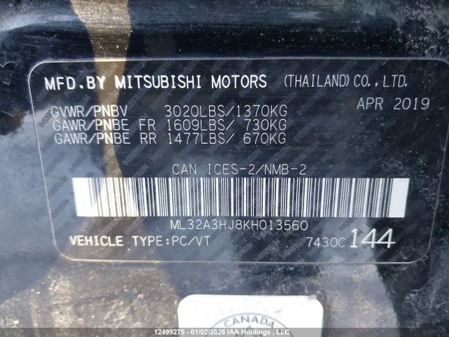 Mitsubishi Mirage Es/es Limited 2019 ML32A3HJ8KH013560 Image 9