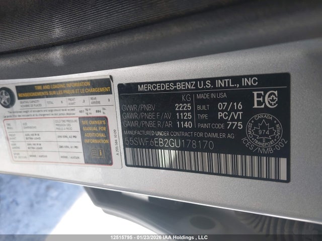 55SWF6EB2GU178170 Mercedes-Benz C 450 Amg 4matic