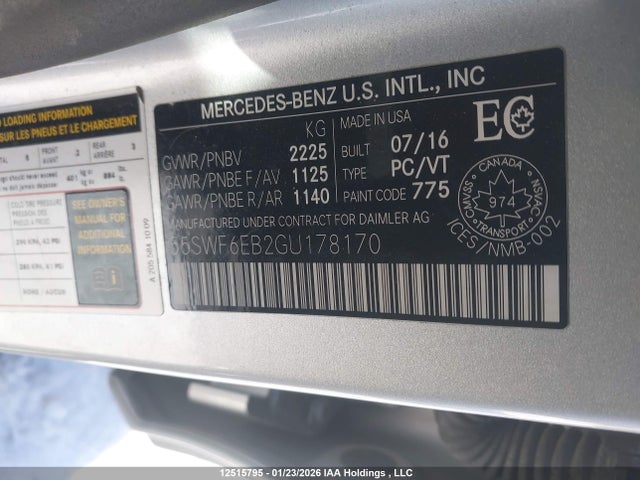55SWF6EB2GU178170 Mercedes-Benz C 450 Amg 4matic