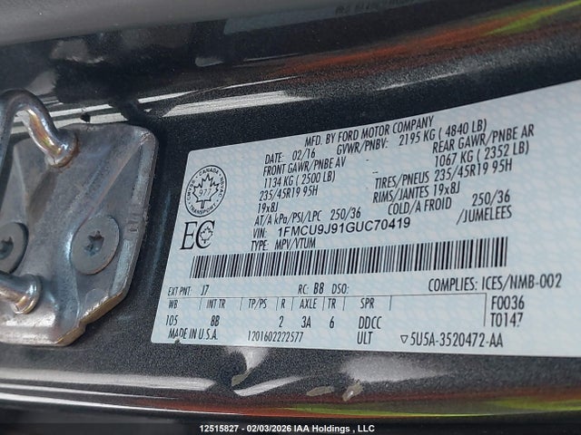 1FMCU9J91GUC70419 Ford Escape Titanium