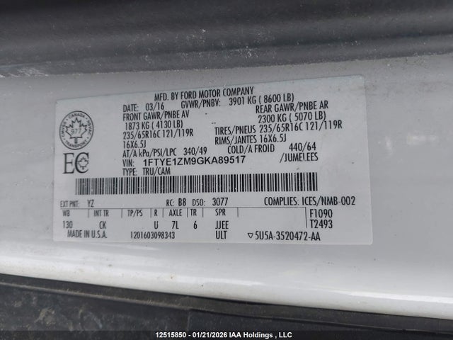 1FTYE1ZM9GKA89517 Ford Transit T-150