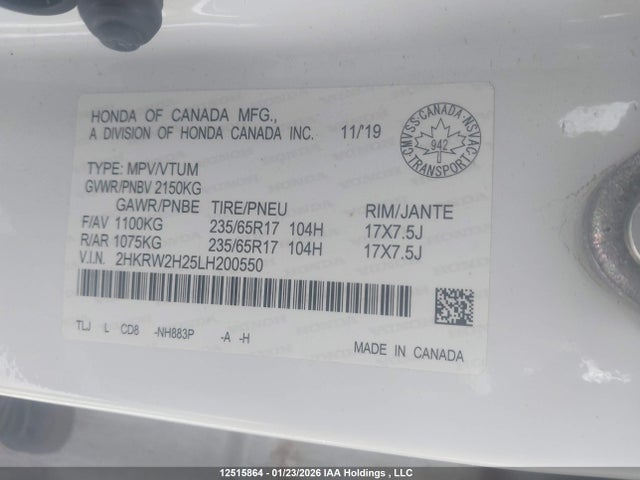 2HKRW2H25LH200550 Honda CR-V LX