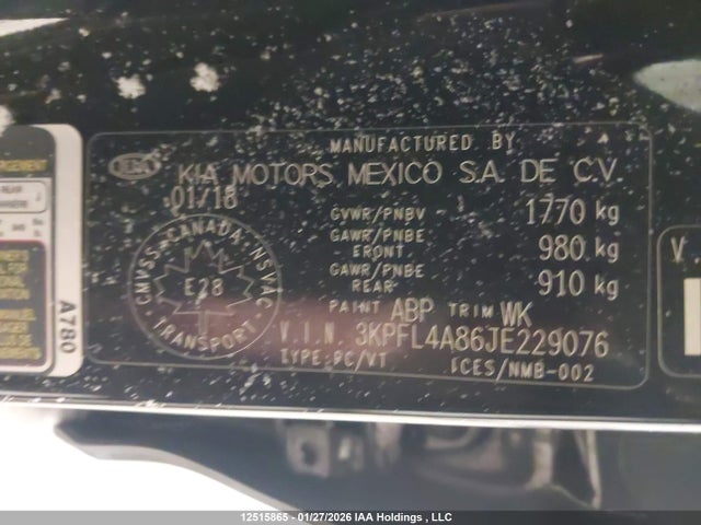 3KPFL4A86JE229076 KIA Forte Ex/ex Luxury/ex+