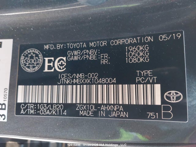 JTNKHMBXXK1048004 Toyota C-HR XLE