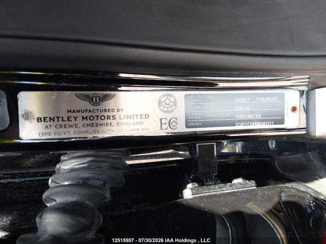 2017 Bentley Continental Gt V8 S მანქანა იყიდება აუქციონზე, vin: SCBFH7ZA1HC063211, აუქციონის ნომერი: 12515907