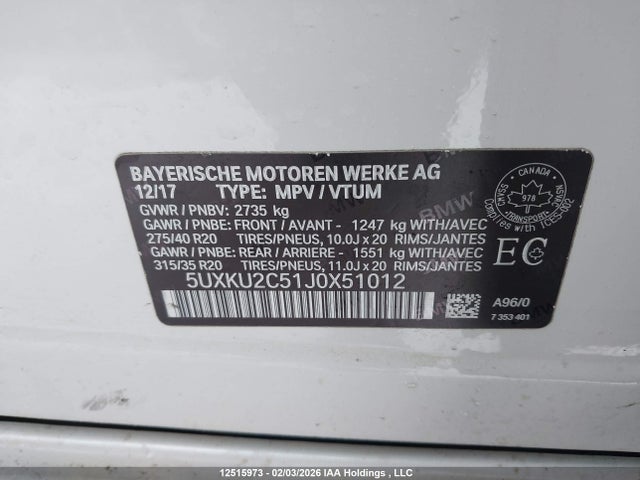 5UXKU2C51J0X51012 BMW X6 Xdrive35i