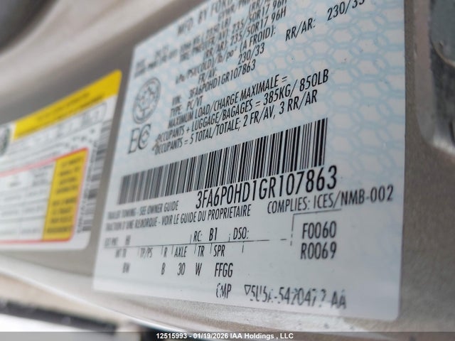 3FA6P0HD1GR107863 Ford FUSION SE