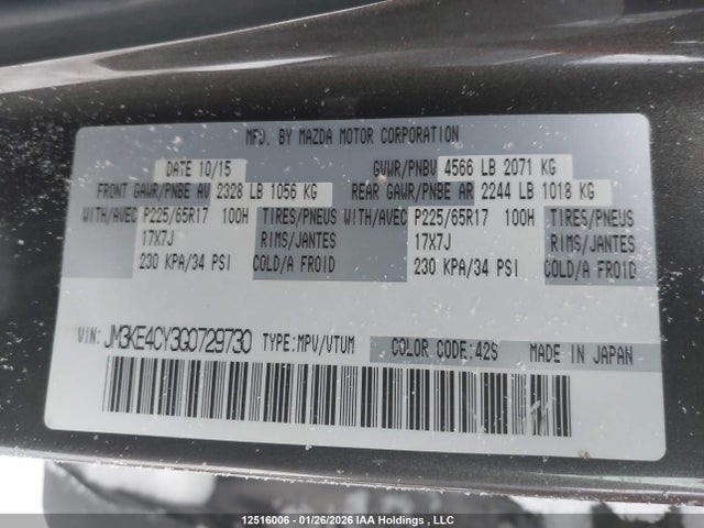 JM3KE4CY3G0729730 Mazda Cx-5 Touring