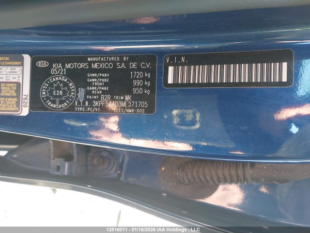 3KPF54AD3ME371705 KIA FORTE EX