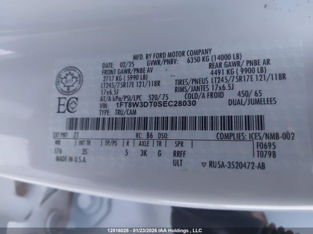 1FT8W3DT0SEC28030 Ford F350 Super Duty
