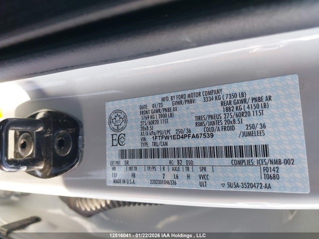 Aukcja sprzedaży 2023 Ford F-150 Xlt, vin: 1FTFW1ED4PFA67539, numer aukcji: 12516041