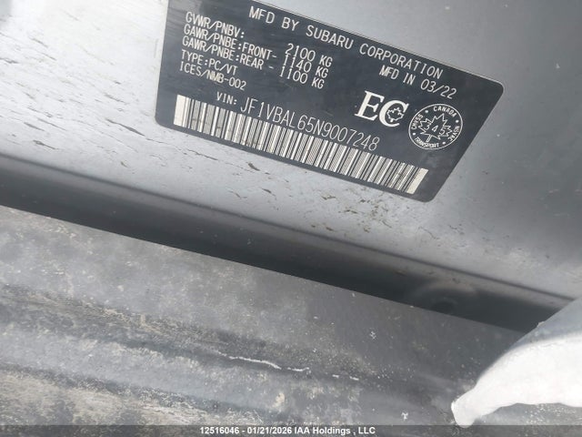 JF1VBAL65N9007248 Subaru Wrx Sport-tech