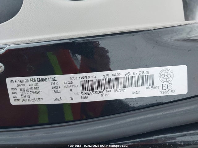 Aukcja sprzedaży 2016 Dodge Grand Caravan Se/sxt, vin: 2C4RDGBG3GR124486, numer aukcji: 12516055