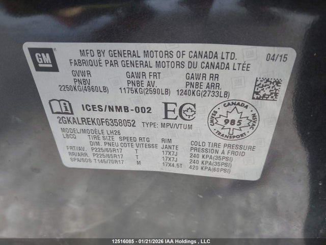 2GKALREK0F6358052 GMC Terrain Sle