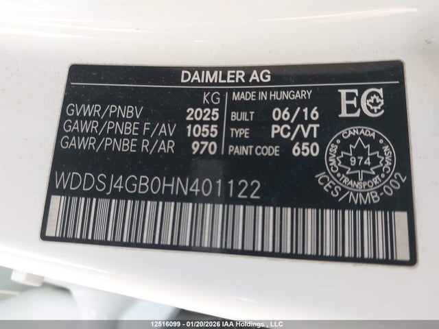 WDDSJ4GB0HN401122 Mercedes-Benz CLA 250 4MATIC