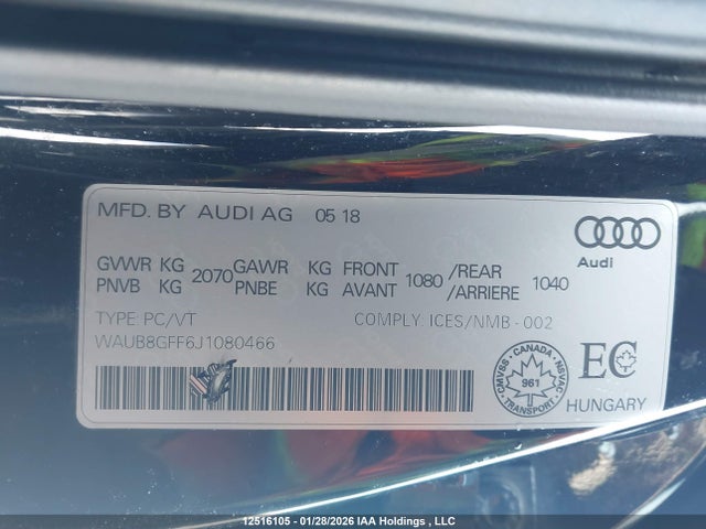 WAUB8GFF6J1080466 Audi A3