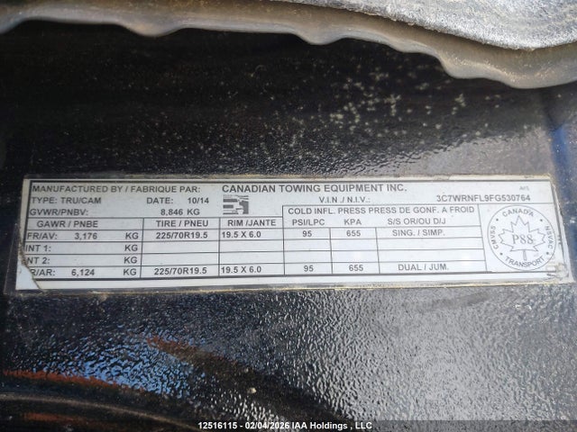 Продаж на аукціоні авто 2015 Ram 5500 Chassis St/slt/laramie, vin: 3C7WRNFL9FG530764, номер лоту: 12516115