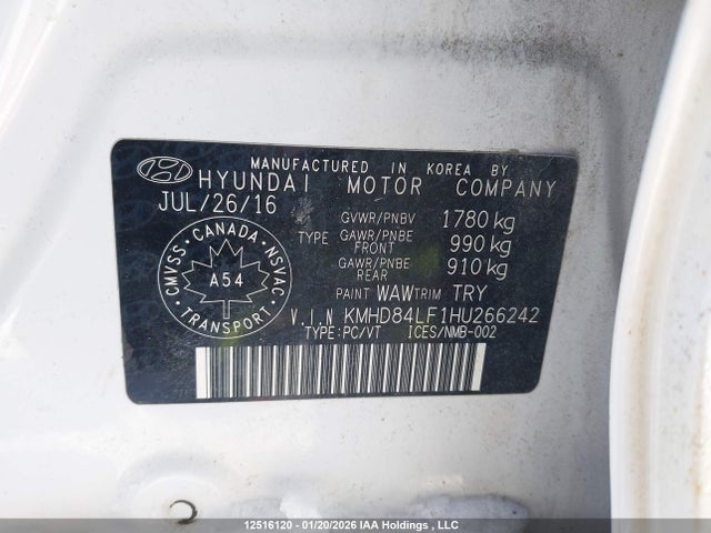 KMHD84LF1HU266242 Hyundai Elantra