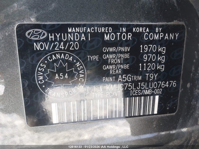 KMHC75LJ5LU076476 Hyundai Ioniq Electric Preferred