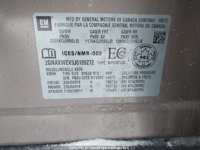 2GNAXWEX9J6189272 Chevrolet Equinox Premier