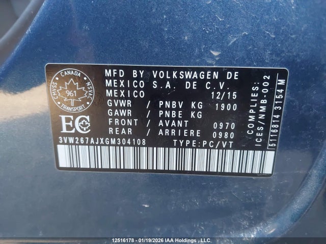 3VW267AJXGM304108 Volkswagen Jetta 1.4 Tsi Trendline/1.4 Tsi Trendline+