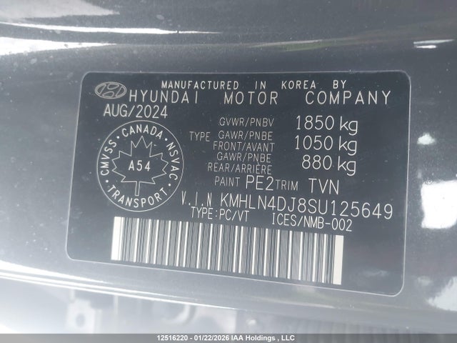 KMHLN4DJ8SU125649 Hyundai Elantra Hybrid Luxury/luxury W/two-tone Interior