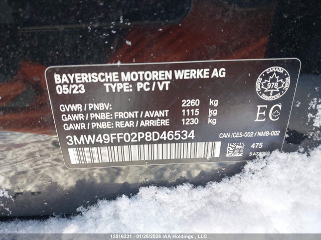 Продажа на аукционе авто 2023 Bmw M340i Xdrive, vin: 3MW49FF02P8D46534, номер лота: 12516231