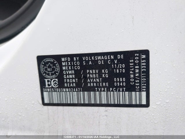 Volkswagen Jetta Highline 2021 3VWE57BU3MM024471 Image 9