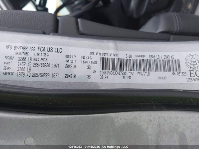 1C4RJFAG0JC417931 Jeep Grand Cherokee Laredo