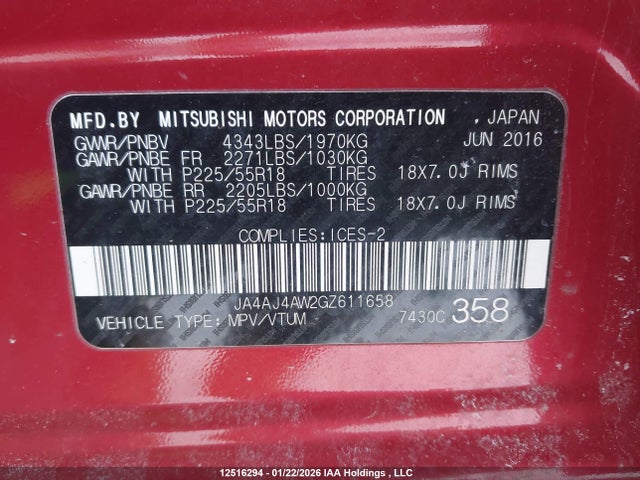 JA4AJ4AW2GZ611658 Mitsubishi Rvr Gt/se Limited Edition