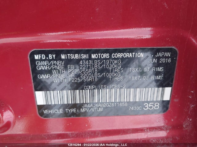 JA4AJ4AW2GZ611658 Mitsubishi Rvr Gt/se Limited Edition