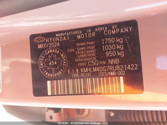 KMHLM4DG7RU821422 Hyundai ELANTRA SEL
