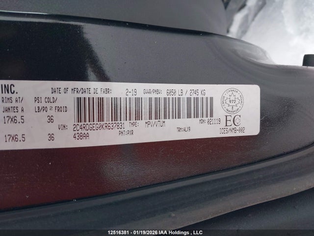 Dodge Grand Caravan Gt 2019 2C4RDGEG0KR637831 Image 9