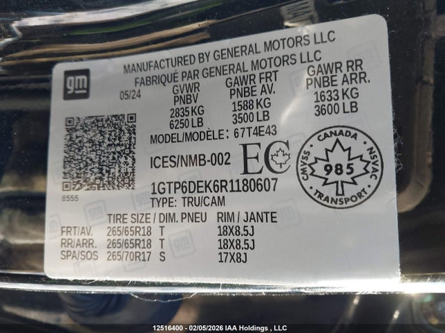1GTP6DEK6R1180607 GMC Canyon At4