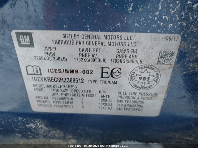 1GCVKREC8HZ388612 Chevrolet Silverado 1500 2lt